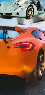 Vibrant sports cars displayed with dynamic colors.