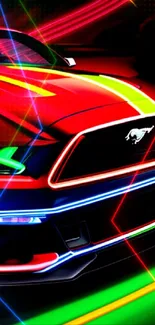 Vibrant neon sports car wallpaper for mobile.