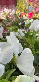 Vibrant flowers blooming in a spring garden with lush greenery.