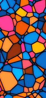 Vibrant abstract wallpaper with colorful stained glass pattern.