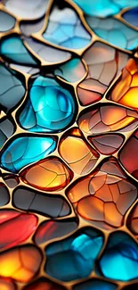 Vibrant stained glass art with colorful abstract patterns.