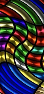 Vibrant stained glass pattern wallpaper with rich colors.