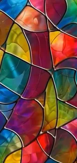 Colorful abstract stained glass art wallpaper.