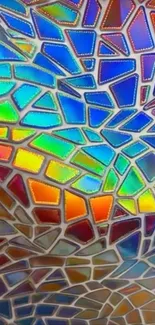 Colorful stained glass pattern wallpaper.