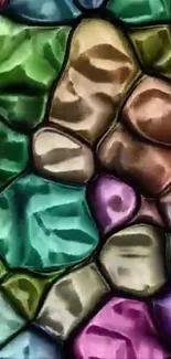 Vibrant and artistic stained glass stones pattern.