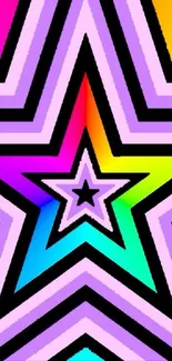 Vibrant rainbow star pattern wallpaper for mobile.