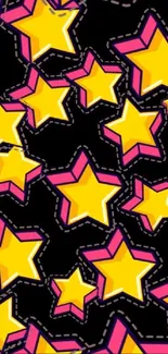 Vibrant wallpaper with yellow stars on black background