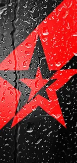 Red and black wallpaper with a geometric star design.