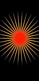 Vibrant red and orange starburst on black background.