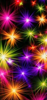 Vibrant colorful starburst design wallpaper.