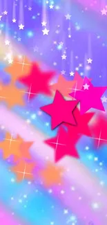 Vibrant starry galaxy wallpaper with pink stars.