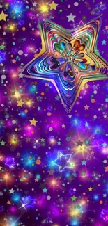 Colorful starry night wallpaper with vibrant purple and dazzling stars.