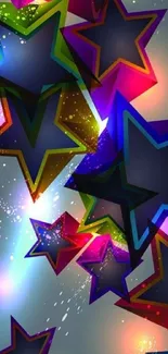 Colorful abstract starry mobile wallpaper design.