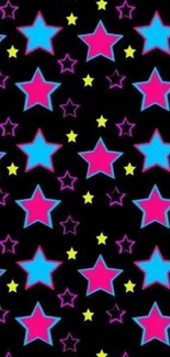 Colorful stars on a black background wallpaper.