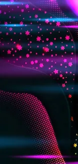 Vibrant neon starry night wallpaper with abstract design.