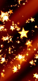 Vibrant starry wallpaper with glowing orange stars on a black background.