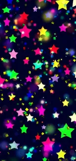 Vibrant starry night mobile wallpaper with colorful stars.