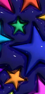 Colorful stars on dark background mobile wallpaper.