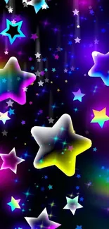 Vibrant stars in a colorful mobile wallpaper.