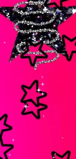 Starry pink wallpaper with glitter stars.