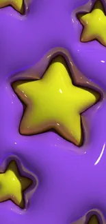 Mobile wallpaper with yellow stars on a purple background.