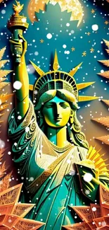 Vibrant Statue of Liberty artwork with intricate details and bold colors.