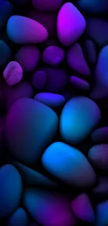 Vibrant stones in purple and blue neon hues.