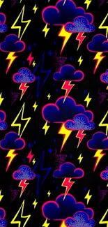 Vibrant wallpaper with colorful clouds and lightning.