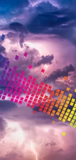 Colorful storm background with vibrant squares.