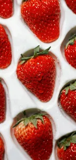 Close-up strawberry pattern on a white background.