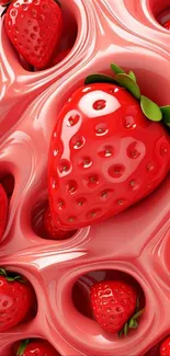 3D strawberries with glossy finish design