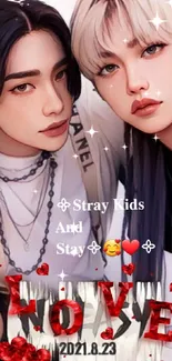 Stray Kids vibrant fan art wallpaper with colorful elements.