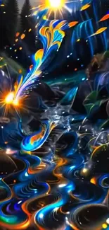 Colorful fantasy stream with vibrant swirls and glowing elements.