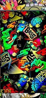 Vibrant graffiti phone wallpaper with bold colors and urban design.