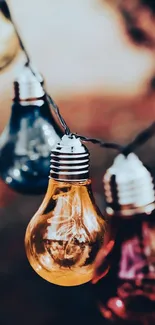 String lights with colorful bulbs glowing warmly.