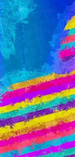 Vibrant abstract art wallpaper with multicolored stripes and textured design.