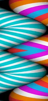 Vibrant striped abstract wallpaper with colorful patterns.