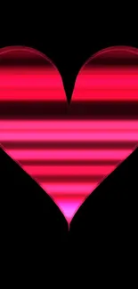 Vibrant striped heart on black wallpaper.