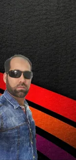 Man in sunglasses with abstract background wallpaper.