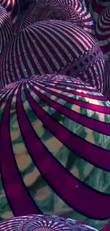 Vibrant striped spheres create a captivating 3D wallpaper.