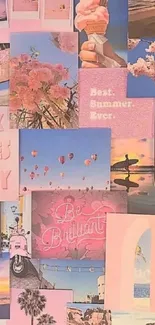 Vibrant summer collage with pink vibes and inspirational quotes.