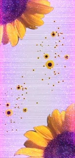 Yellow sunflowers on a metallic background mobile wallpaper.