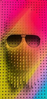 Vibrant mobile wallpaper with sunglasses and a dotted pattern.