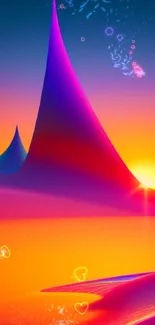 Abstract sunset art with vibrant colors.