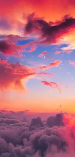 Dramatic sunset clouds with vibrant colors in a high sky view.