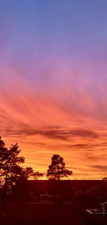 Stunning sunset view with city silhouette and colorful sky.