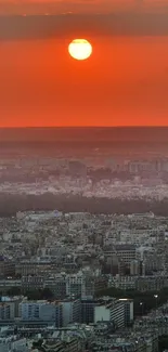 Vibrant sunset over Paris skyline capturing urban beauty.