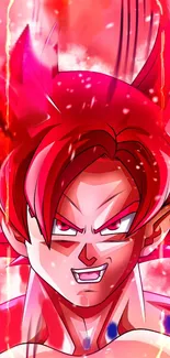 Vibrant Super Saiyan character with intense red energy aura.