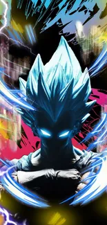 Super Saiyan anime wallpaper with vibrant electric colors.