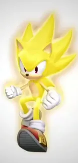 Super Sonic in vibrant golden form on a mobile wallpaper.